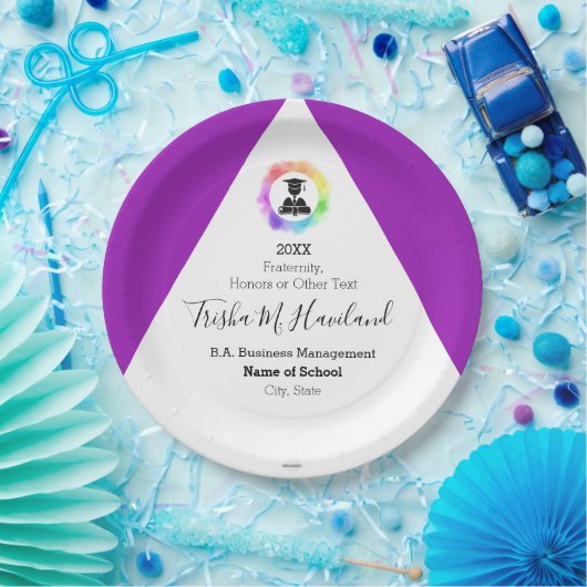 Afstuderen Papier Bord Violet en White HAMbyWG (Feest)