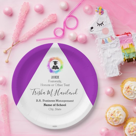 Afstuderen Papier Bord Violet en White HAMbyWG (Feest)