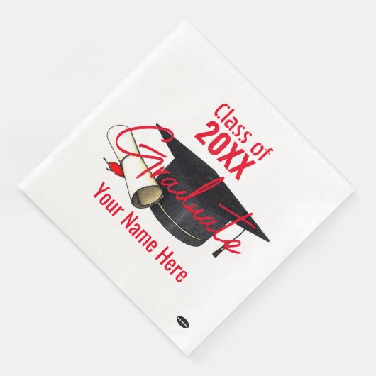 Afstuderen papier Napkin - Pet en diploma HAMbyWG Servet (Hoek)