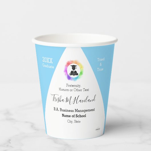 Afstuderen papierbekertjes - HAMbyWhiteGlove Paper Papieren Bekers (Voorkant)