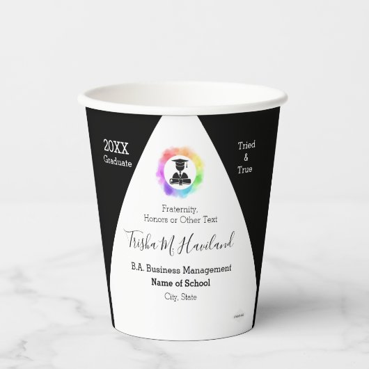 Afstuderen papierbekertjes - HAMbyWhiteGlove Paper Papieren Bekers (Voorkant)