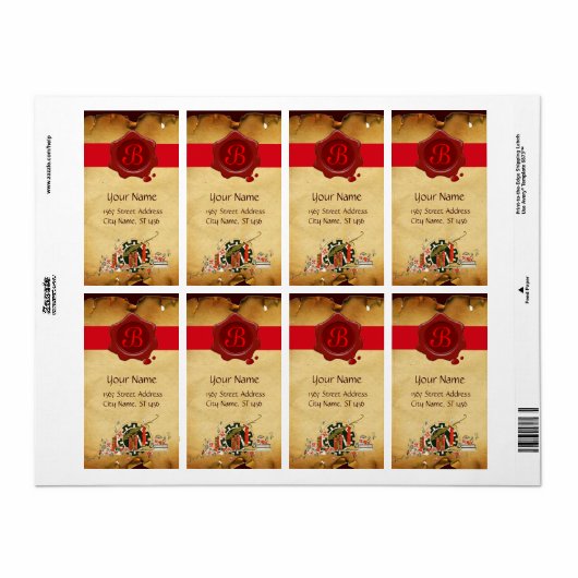 AFSTUDEREN PARCHMENT EN RODE WAX SEAL MONOGRAM ETIKET (Full Sheet)