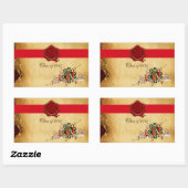 AFSTUDEREN PARCHMENT EN RODE WAX SEAL MONOGRAM RECHTHOEKIGE STICKER (Vel)