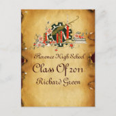 AFSTUDEREN PARCHMENT EN RODE WAX SEAL MONOGRAM UITNODIGING BRIEFKAART (Voorkant)