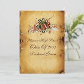 AFSTUDEREN PARCHMENT RED WAX SEAL MONOGRAM Felt Kaart (Staand voorkant)