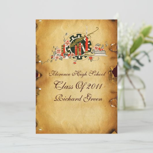 AFSTUDEREN PARCHMENT RED WAX SEAL MONOGRAM Felt Kaart (Staand voorkant)