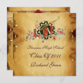 AFSTUDEREN PARCHMENT RED WAX SEAL MONOGRAM Felt Kaart (Voorkant / Achterkant)