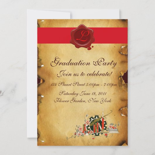 AFSTUDEREN PARCHMENT RED WAX SEAL MONOGRAM Felt Kaart (Achterkant)