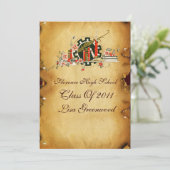 AFSTUDEREN PARCHMENT RED WAX SEAL MONOGRAM Felt Kaart (Staand voorkant)