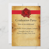 AFSTUDEREN PARCHMENT, Red Wax Seal Monogram Invita Kaart (Achterkant)