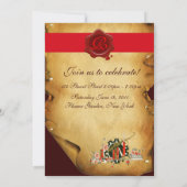 AFSTUDEREN PARCHMENT RED WAX SEAL MONOGRAM INVITE KAART (Achterkant)