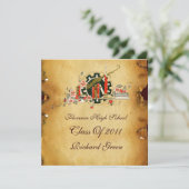 AFSTUDEREN PARCHMENT RED WAX SEAL MONOGRAM KAART (Staand voorkant)