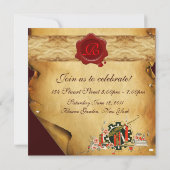 AFSTUDEREN PARCHMENT RED WAX SEAL MONOGRAM nodigt Kaart (Achterkant)