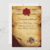 AFSTUDEREN PARCHMENT RED WAX SEAL MONOGRAM nodigt Kaart (Achterkant)