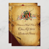 AFSTUDEREN PARCHMENT RED WAX SEAL MONOGRAM nodigt Kaart (Voorkant / Achterkant)