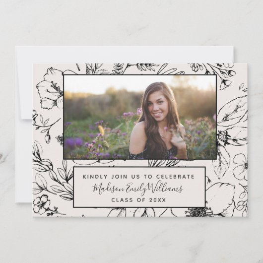 Afstuderen Partij 4 Blush-botanische foto Kaart (Voorkant)