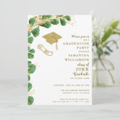 Afstuderen partij Elegant Faux Gold Floral Afstude Kaart (Staand voorkant)