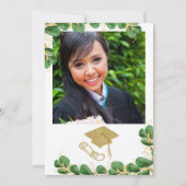 Afstuderen partij Elegant Faux Gold Floral Afstude Kaart (Achterkant)