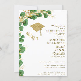 Afstuderen partij Elegant Faux Gold Floral Afstude Kaart