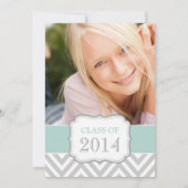 AFSTUDEREN PARTIJ INVITE | MINT GROEN, GRAY CHEVRO KAART (Voorkant)