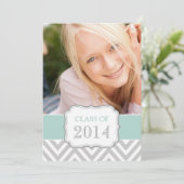 AFSTUDEREN PARTIJ INVITE | MINT GROEN, GRAY CHEVRO KAART (Staand voorkant)