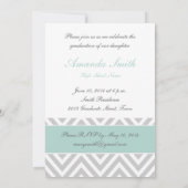 AFSTUDEREN PARTIJ INVITE | MINT GROEN, GRAY CHEVRO KAART (Achterkant)