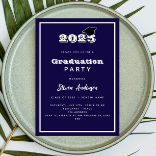 Afstuderen Party blauw wit 2025 Kaart