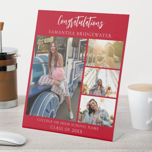 Afstuderen Party Foto's Rood Afstuderen 2025 Reclamebord Met Voetstuk (Insitu)