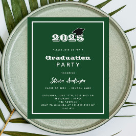 Afstuderen Party groen wit 2025 uitnodiging