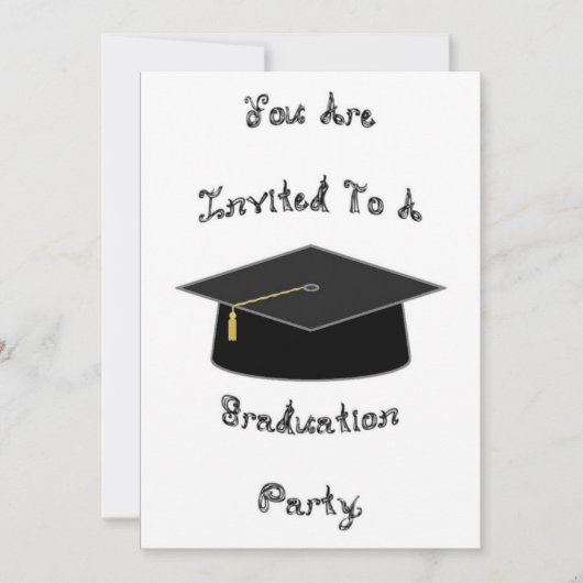 Afstuderen Party Invitation Black School Pet Kaart (Voorkant)