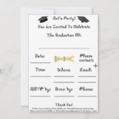 Afstuderen Party Invitation Black School Pet Kaart (Achterkant)