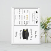 Afstuderen Party Invitation Black School Pet Paper (Staand voorkant)