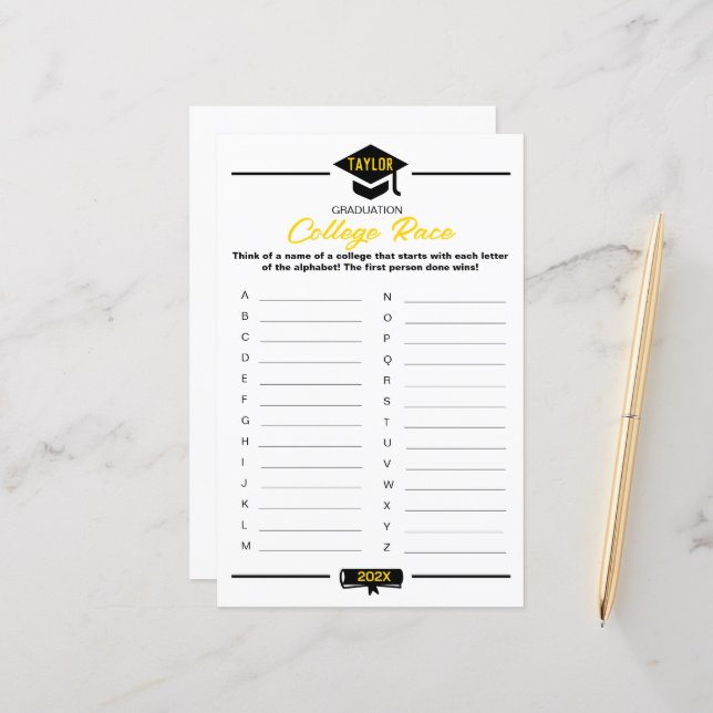 Afstuderen Party Spel - College Race (Voorkant / Achterkant in situ)