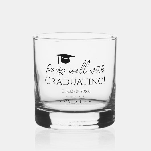 Afstuderen past goed bij Custom Whiskey Glass Whisky Glas (Voorkant)