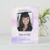 afstuderen pastelpurplewaterkleur met geslit lijst kaart (Staand voorkant)