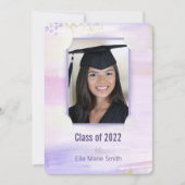 afstuderen pastelpurplewaterkleur met geslit lijst kaart (Voorkant)