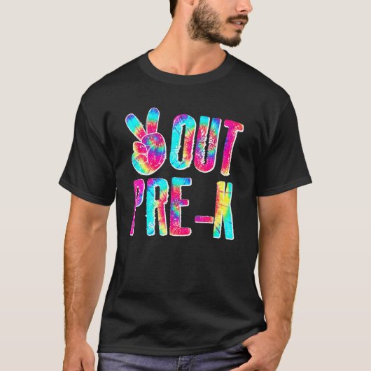 Afstuderen Peace Sign Out Pre K Tie Dye T-shirt (Voorkant)