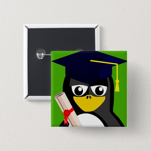 AFSTUDEREN PENGUIN VIERKANTE BUTTON 5,1 CM (Voorkant /achterkant)