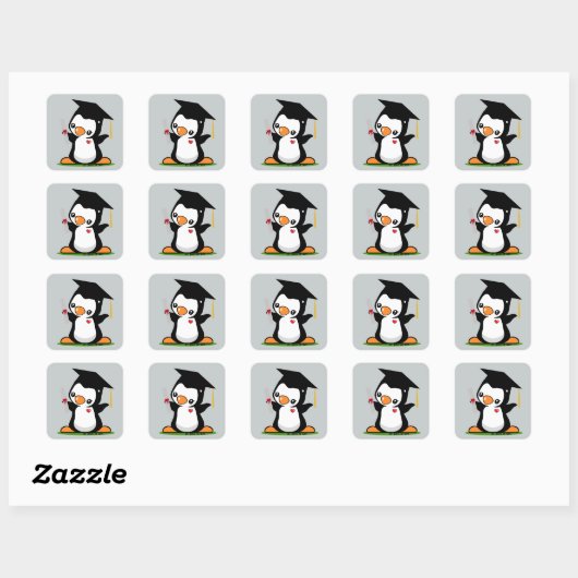 Afstuderen Penguin Vierkante Sticker (Vel)