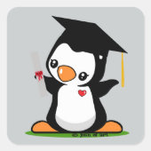 Afstuderen Penguin Vierkante Sticker (Voorkant)