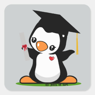 Afstuderen Penguin Vierkante Sticker