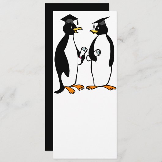 Afstuderen Penguins Cartoon Aankondiging (Voorkant / Achterkant)