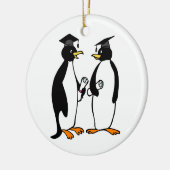 Afstuderen Penguins Cartoon Keramisch Ornament (Links)