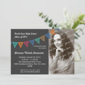 Afstuderen Pennant Flag Banner met foto Kaart (Staand voorkant)