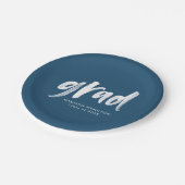 Afstuderen Penseel Script Navy Papieren Bordje (Gekanteld)