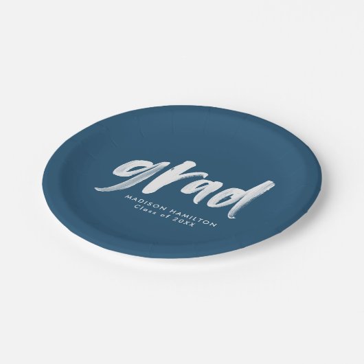 Afstuderen Penseel Script Navy Papieren Bordje (Gekanteld)