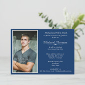 Afstuderen Persoonlijke foto Navy Blue & White Kaart (Staand voorkant)