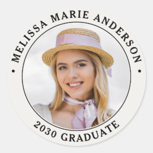 Afstuderen Persoonlijke naam Jaar Afstuderen Foto Ronde Sticker