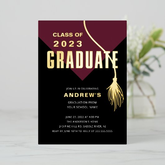 Afstuderen Pet Afstudeerder Folie Uitnodiging (Staand Voorkant)