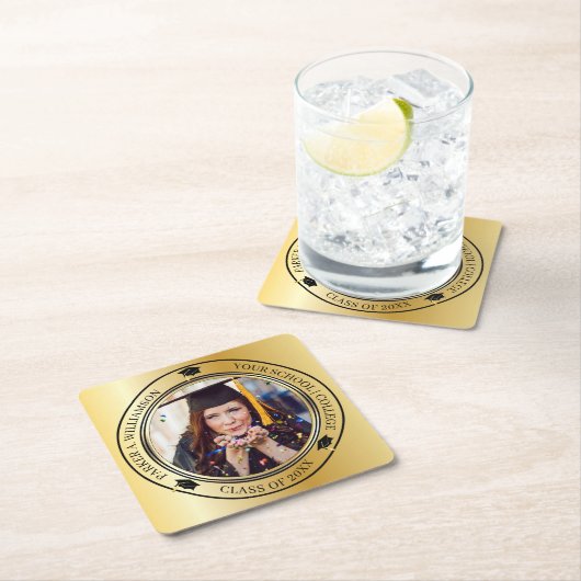 Afstuderen Pet Afstudeerder met gouden toon Kartonnen Onderzetters (Insitu)